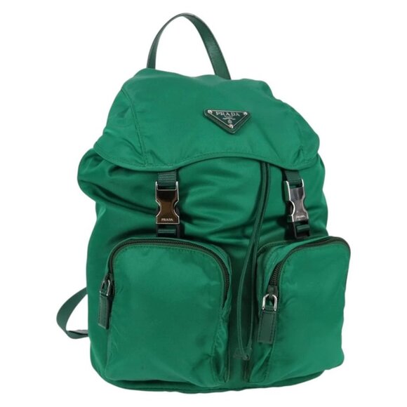PRADA Backpack Nylon Green Silver Auth 136123V - Picture 1 of 16